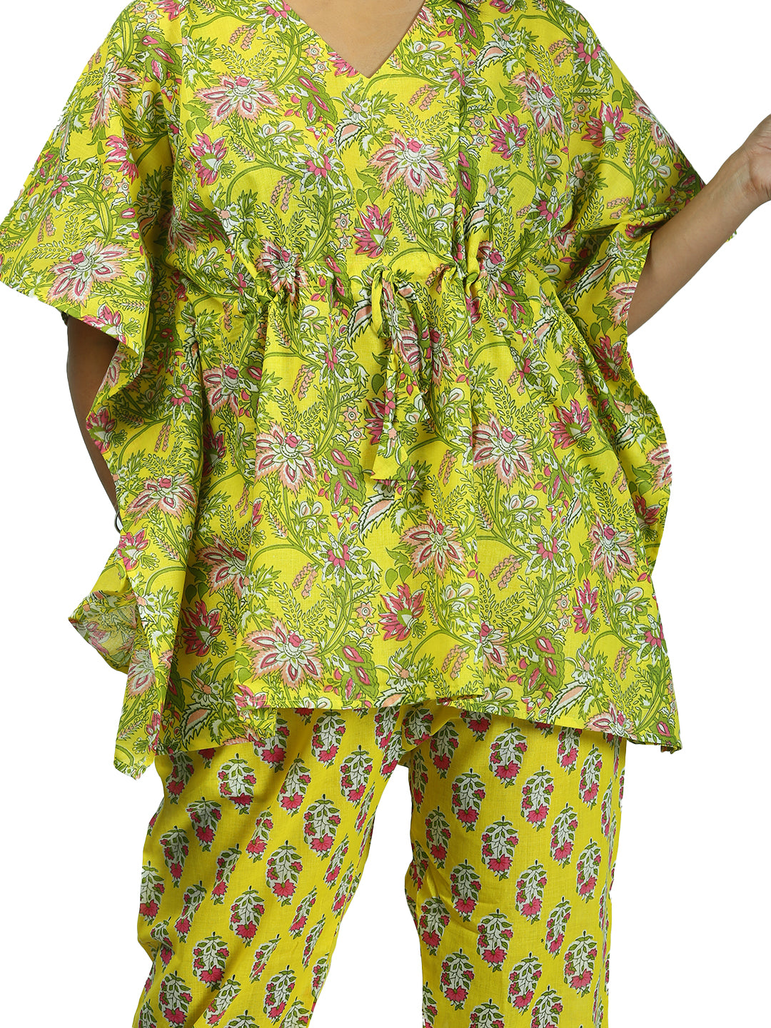 Sunshine Petals Women Kaftan Pant Set