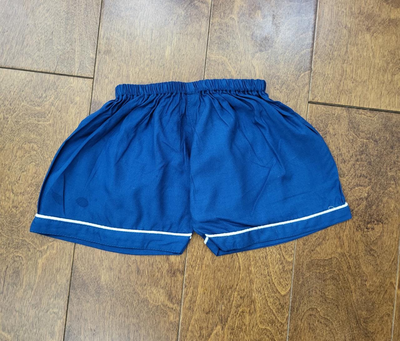 Plain blue collared night wuit with shorts