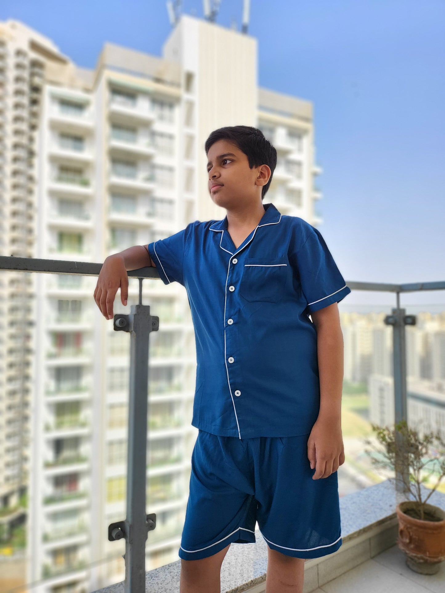 Simple and comfortable nightsuit with a classic design, made from high-quality cotton, ideal for kids who value simplicity and comfort