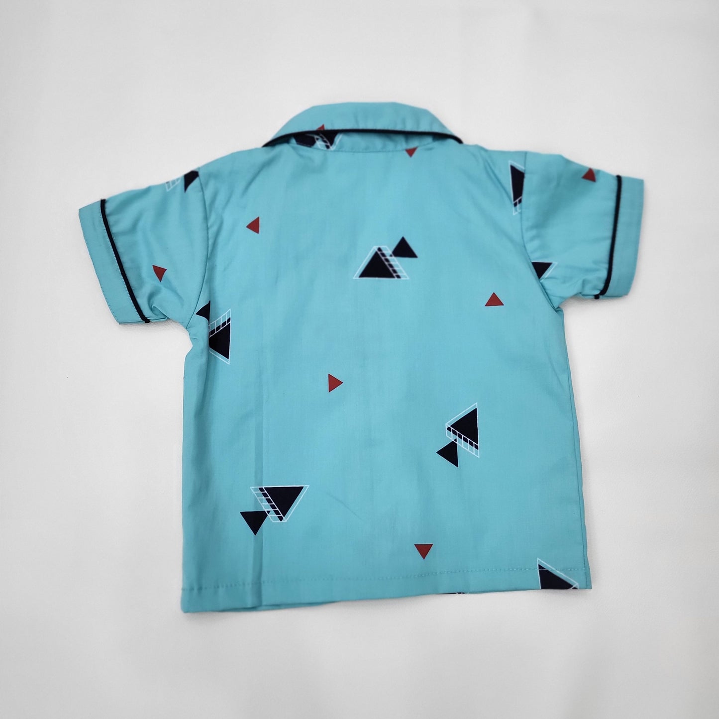 Blue Geometric night suit set for girls