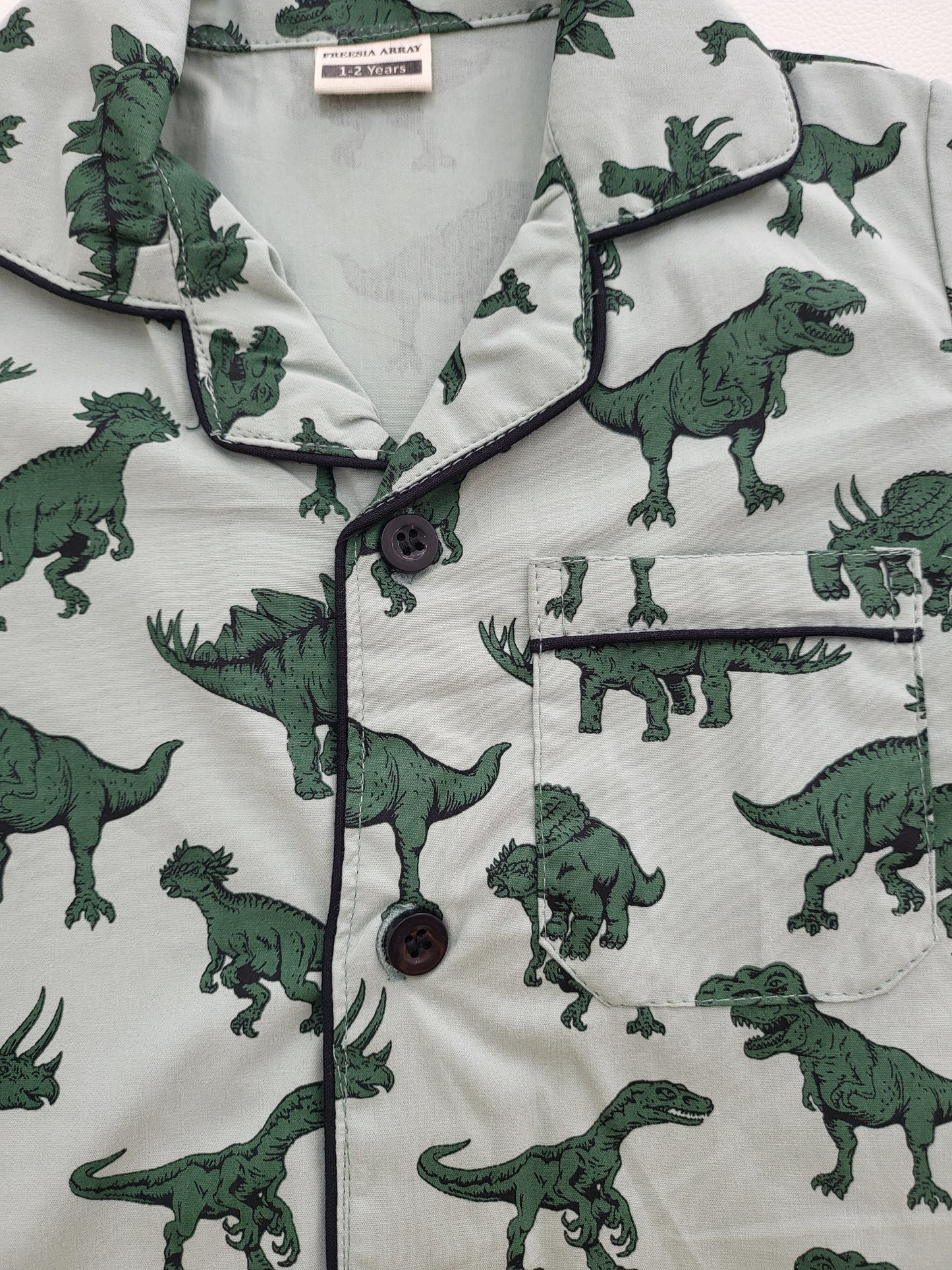 Comfortable and cozy green pyjama nightsuit with dinosaur print, suitable for kids from 1 to 14 years old who love to dream big