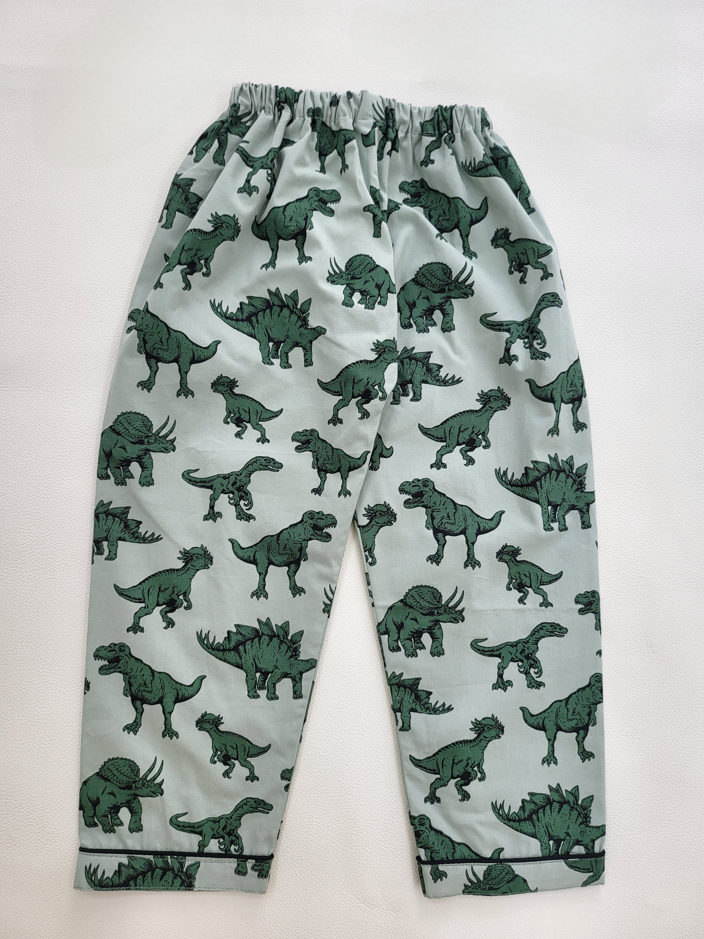 Green short sleeve nightsuit with dinosaur print, a great choice for kids who love learning about dinosaurs and the ancient world