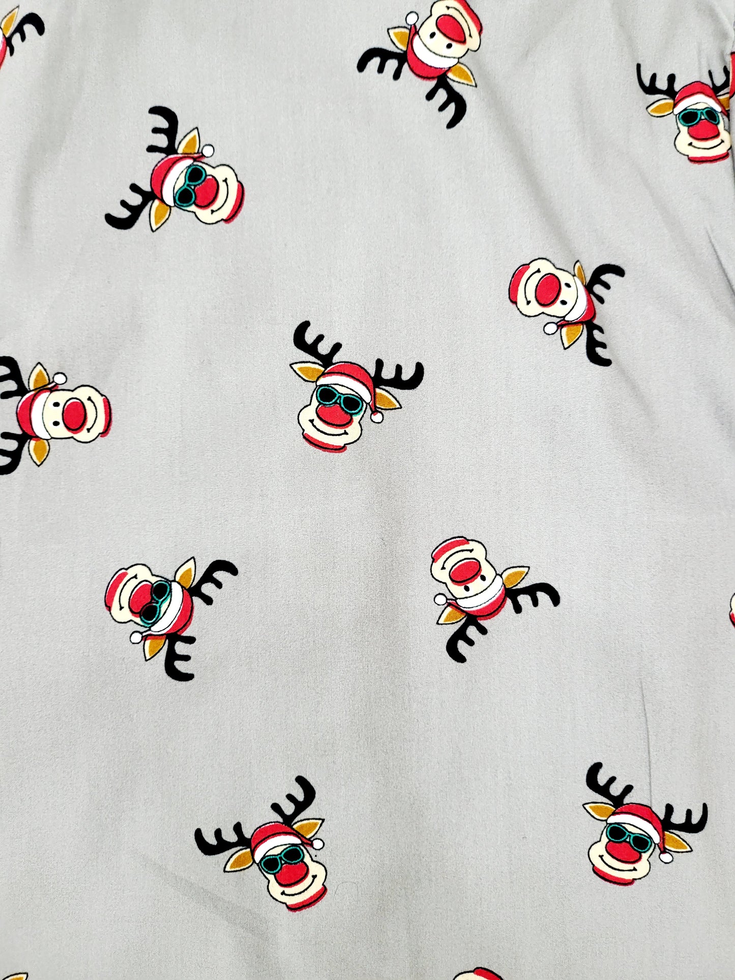 Santa Reindeer print Grey Unisex Kids Nightsuit Set