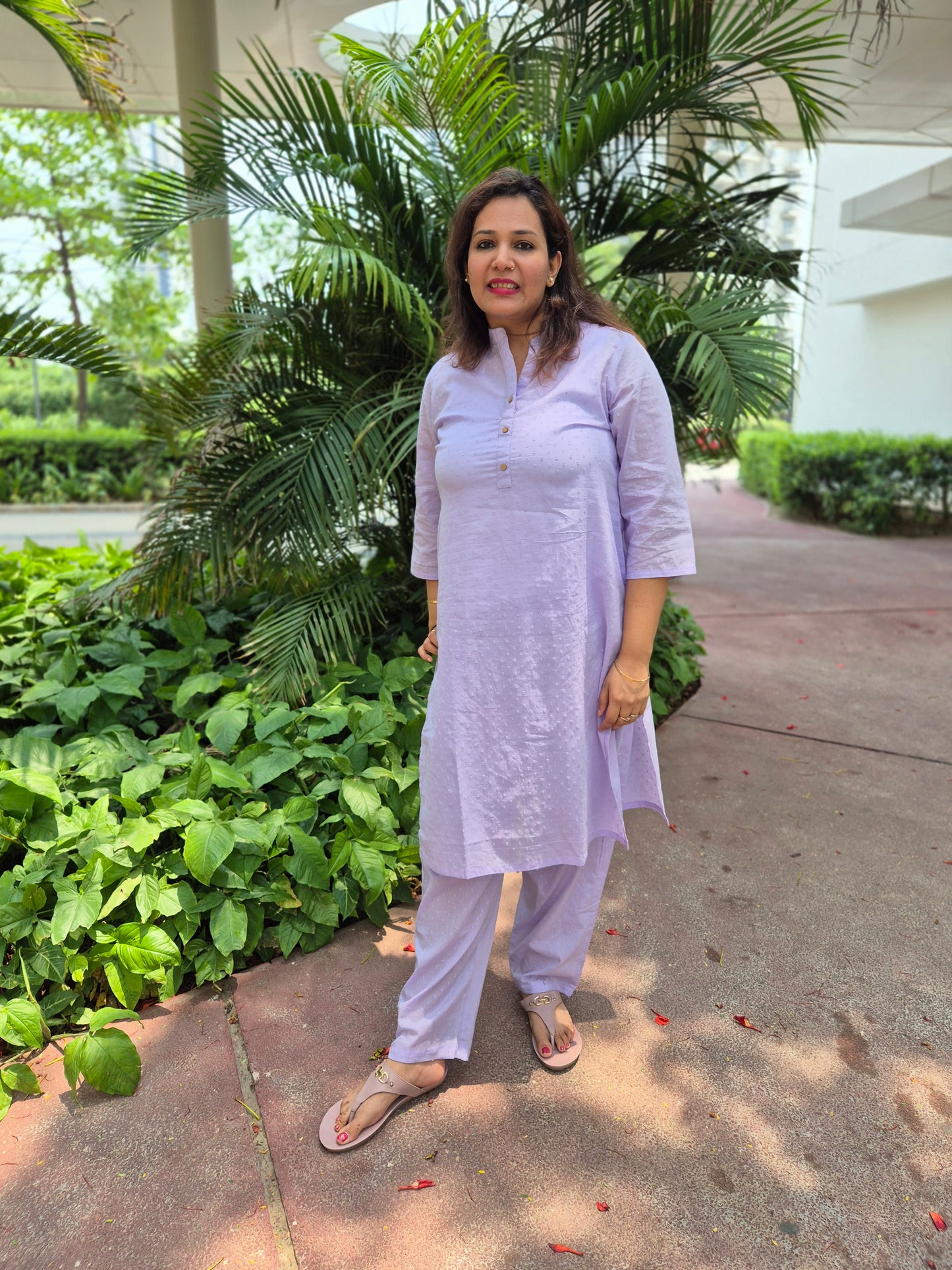 shop online soft lavender solid color kurta and pant set