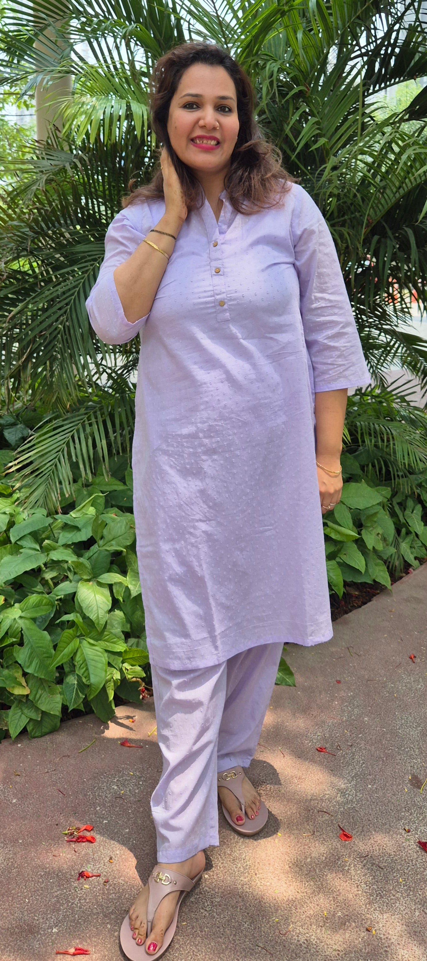 order online and send gift to India pure cotton lavender suit for women
