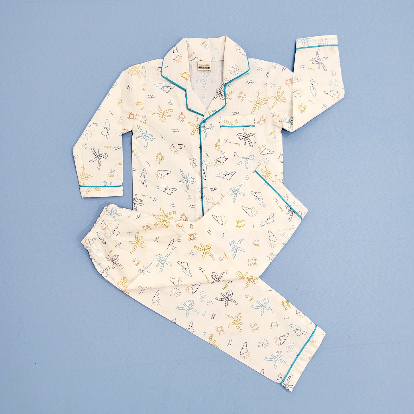 White pure cotton nightsuit for kids