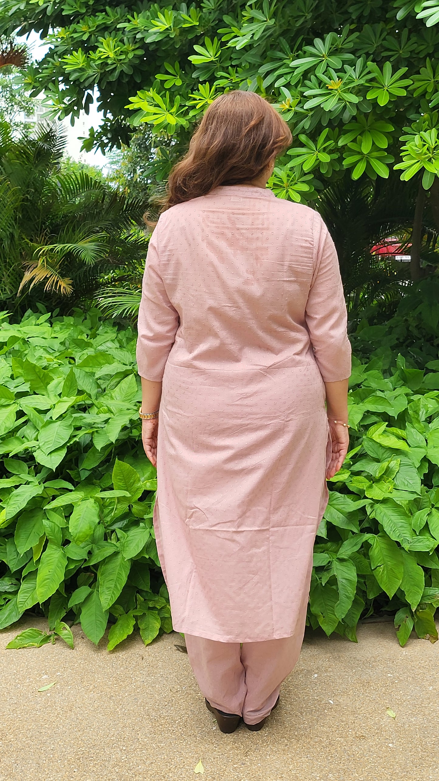 Earthy Pink dot patterned Cotton Kurta