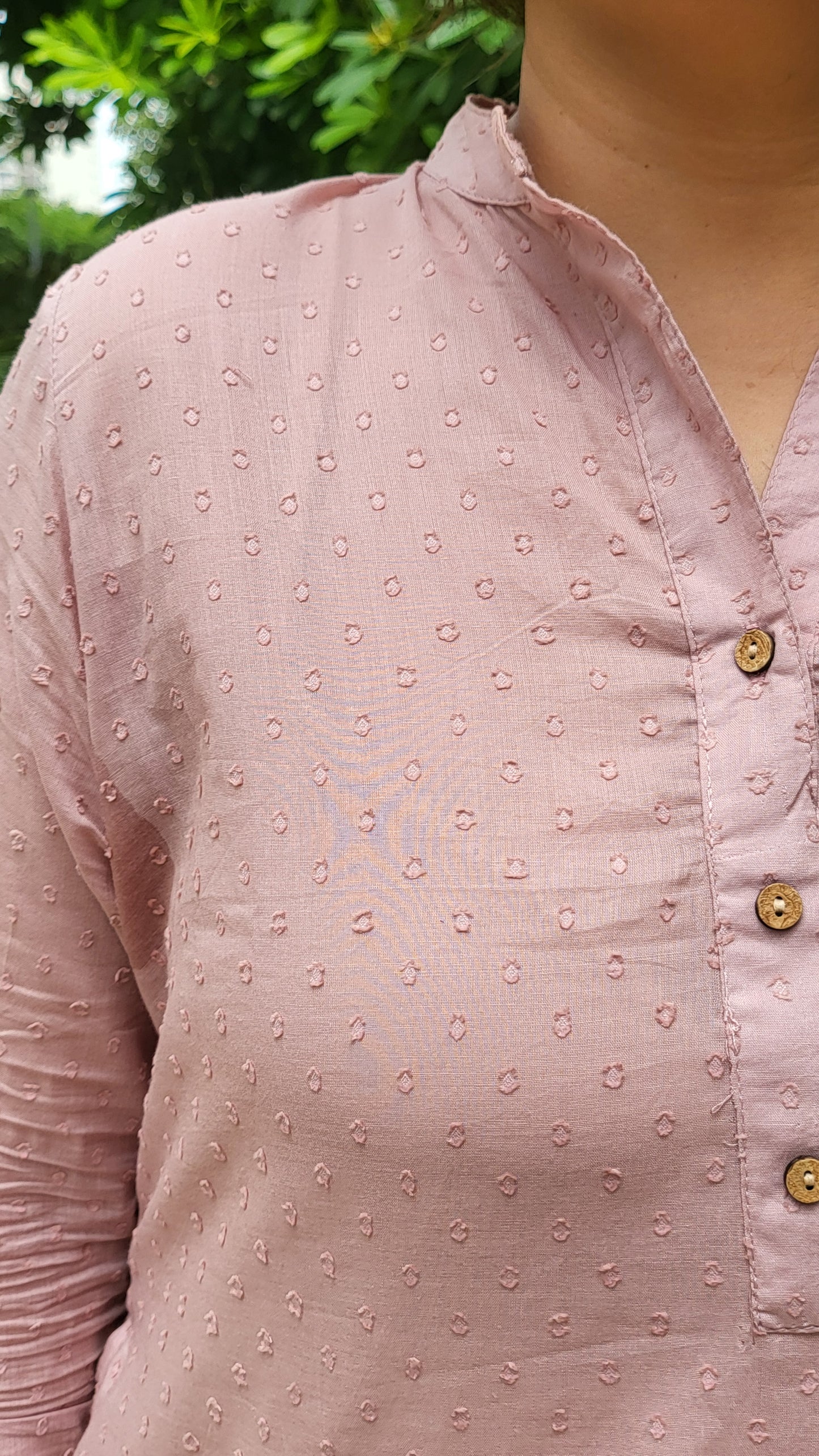 Earthy Pink dot patterned Cotton Kurta