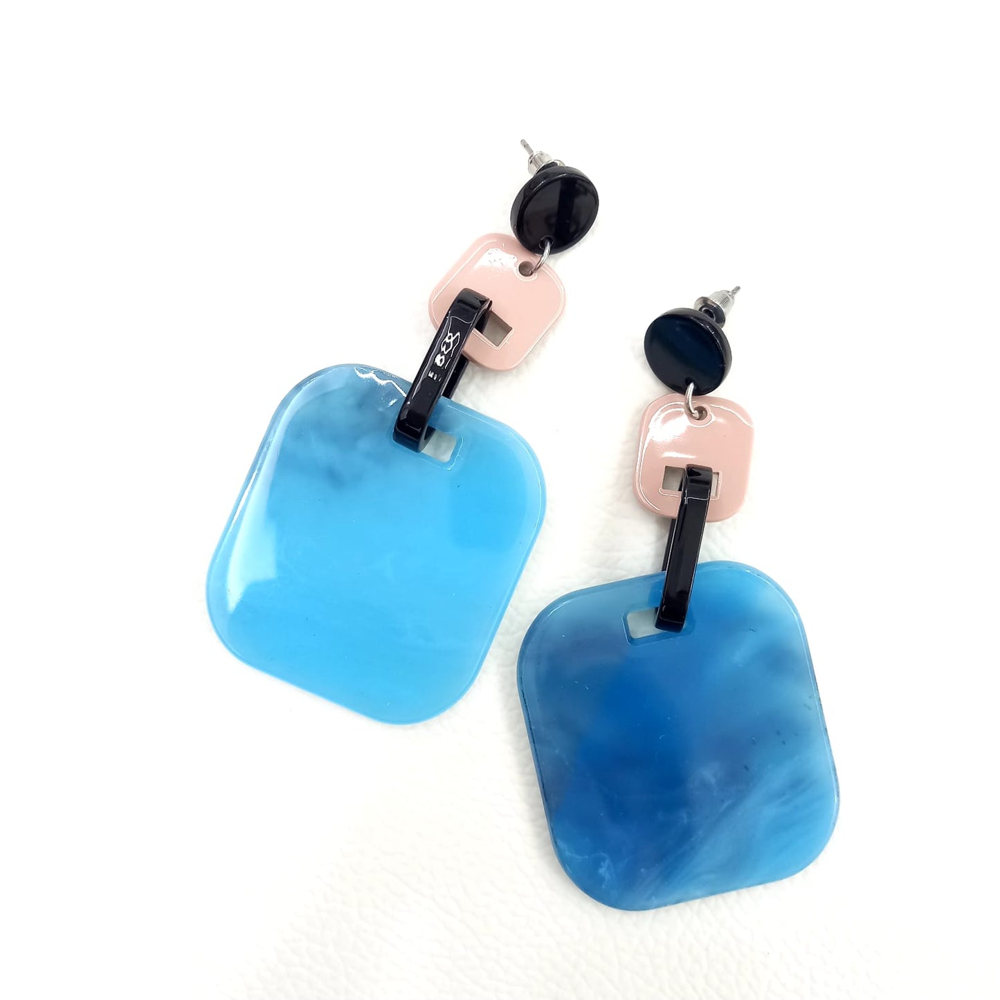 Turquoise acrylic square danglers blue gift