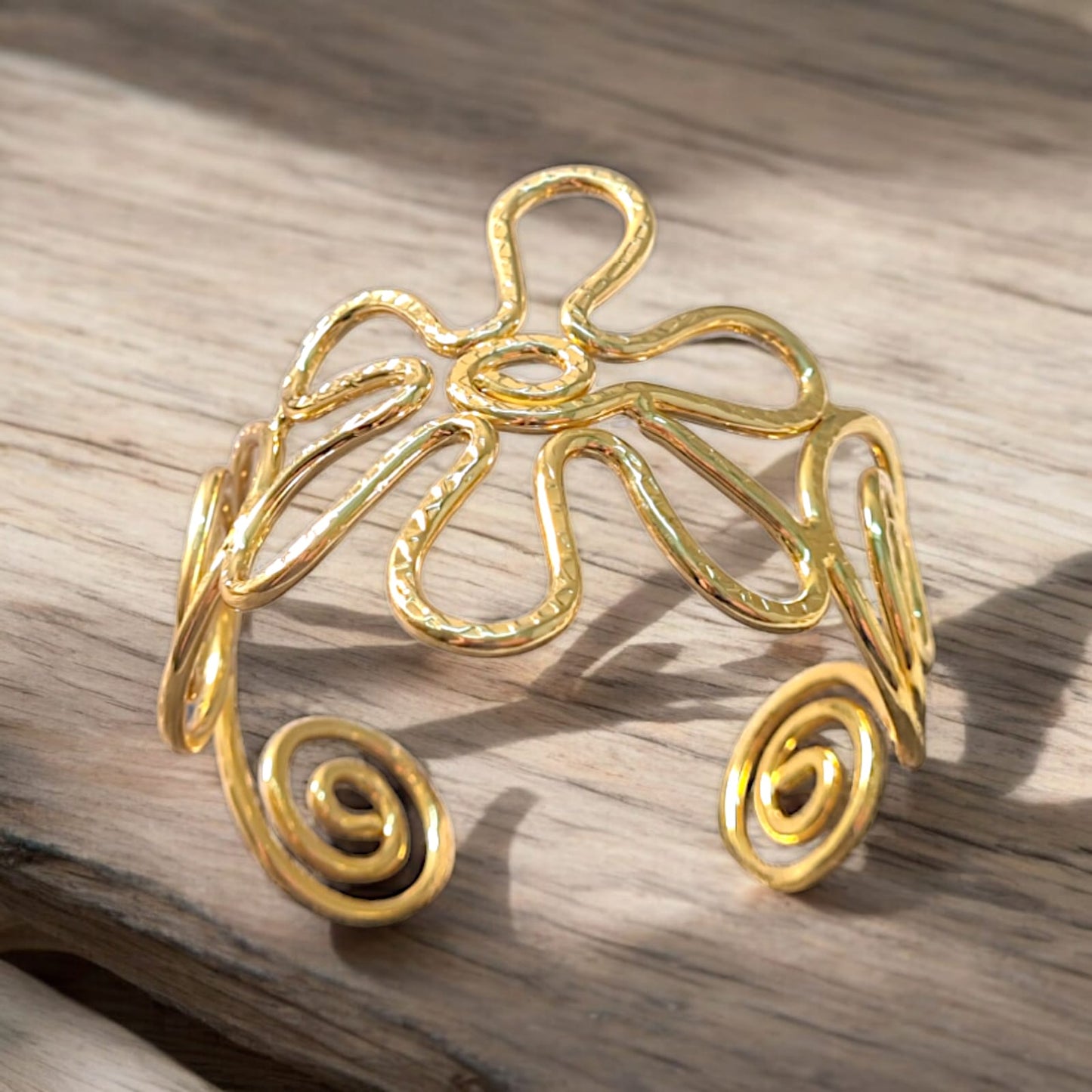 Floral Brass Cuff Bracelet
