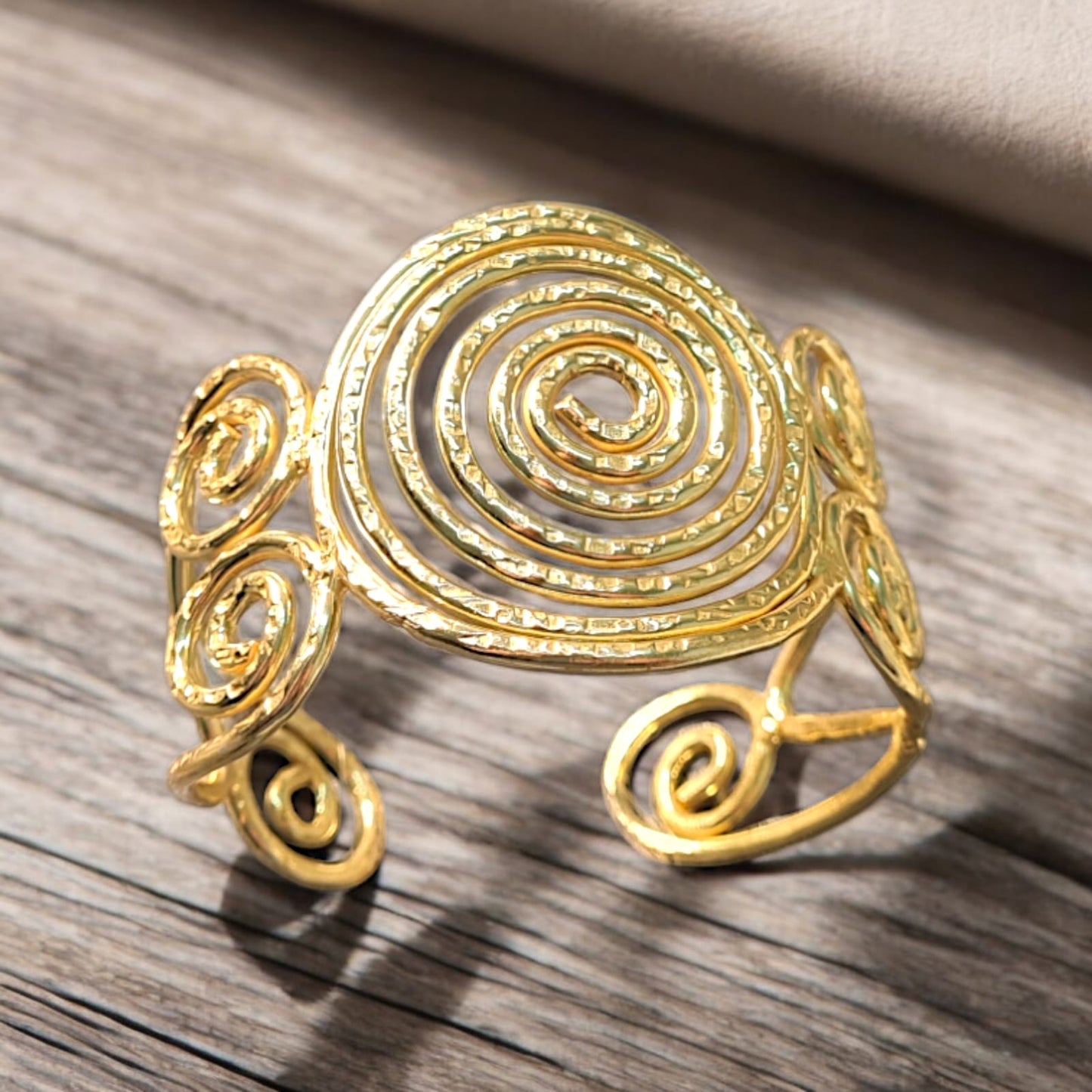 Whirlpool Brass Cuff Bracelet