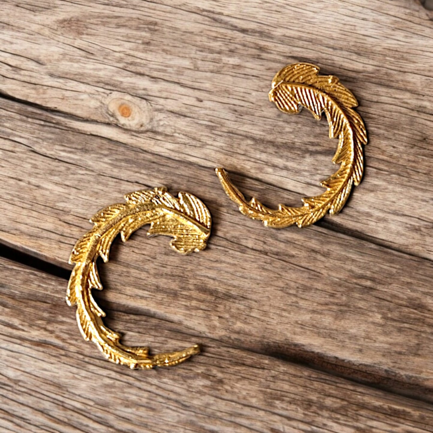 Feather brass earrings for gifting