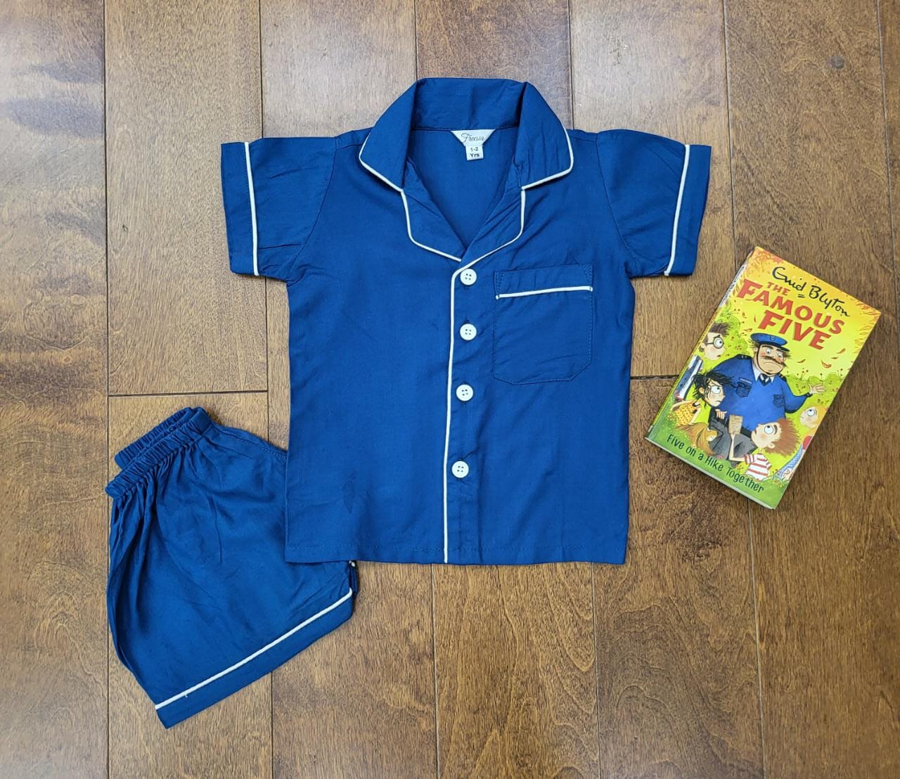 Freesia array Azure Elegance Unisex Kids Shorts Night Suit Set