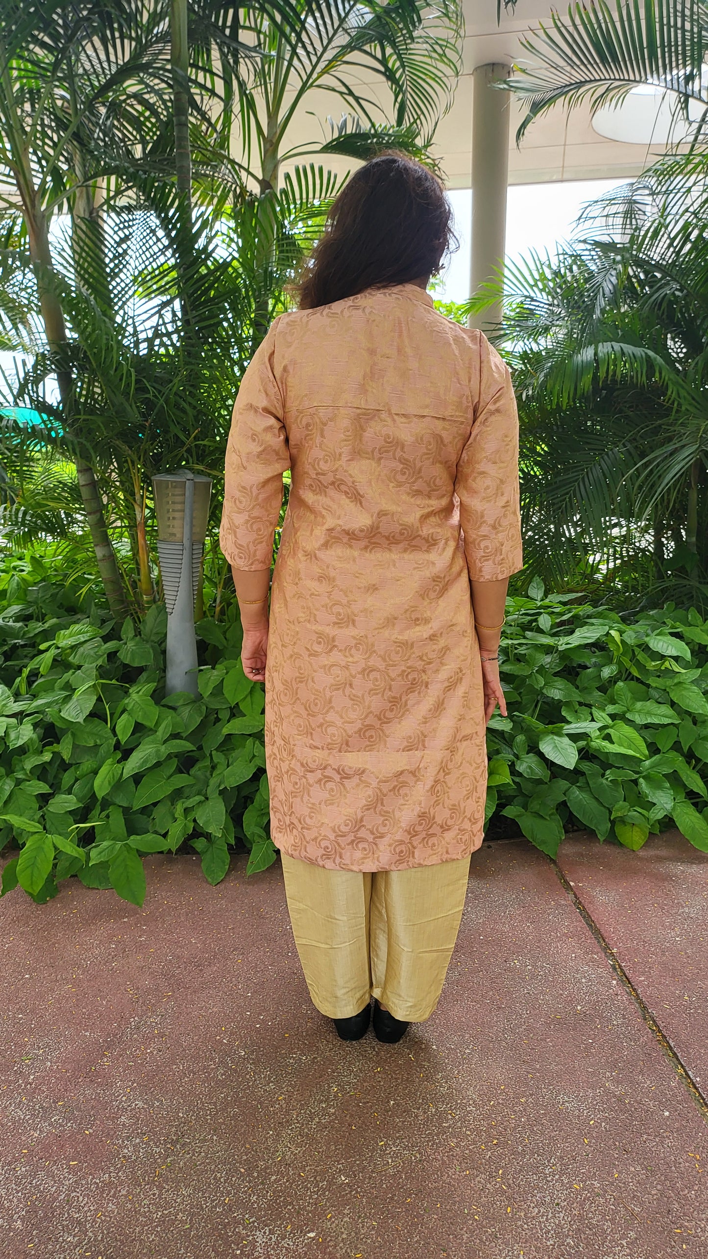 Peach Brocade Kurta