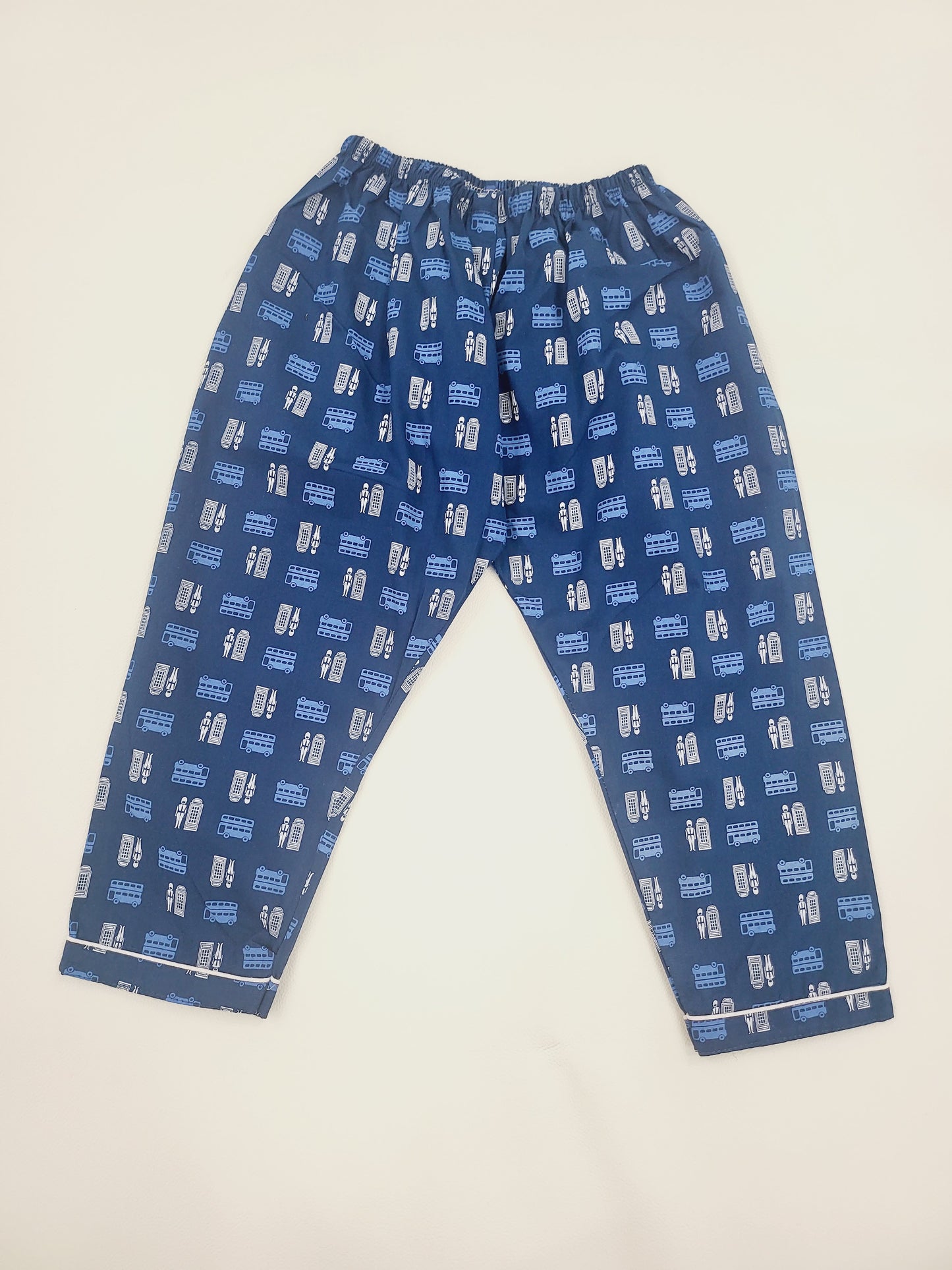 Comfortable and cozy blue cotton nightsuit with bus print, designed for kids from 1 to 14 years old who love to play and learn about vehicles