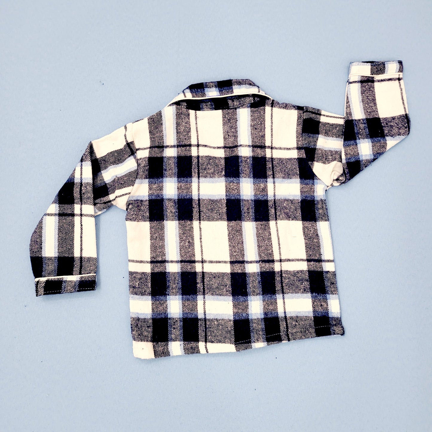 Blue Checkered Kids Flannel Winter Unisex Nightsuit Set