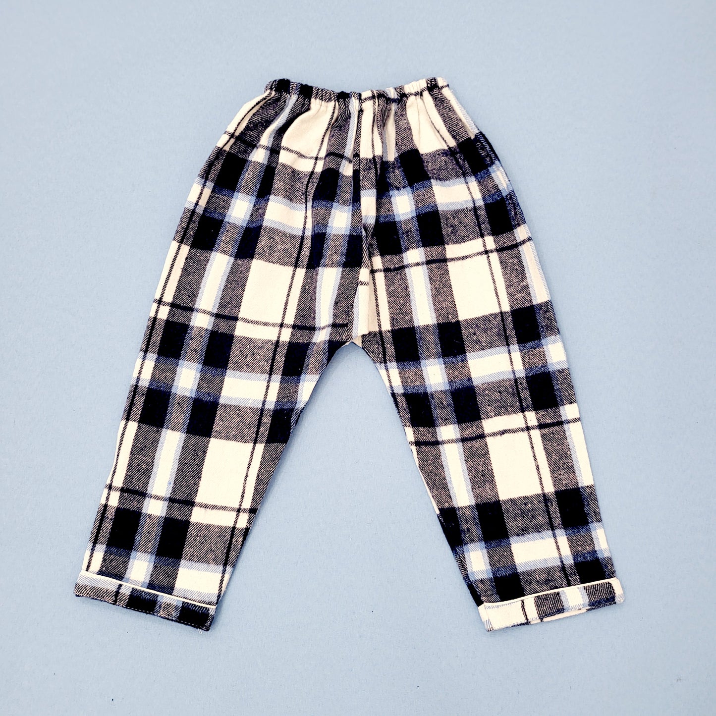 Blue Checkered Kids Flannel Winter Unisex Nightsuit Set