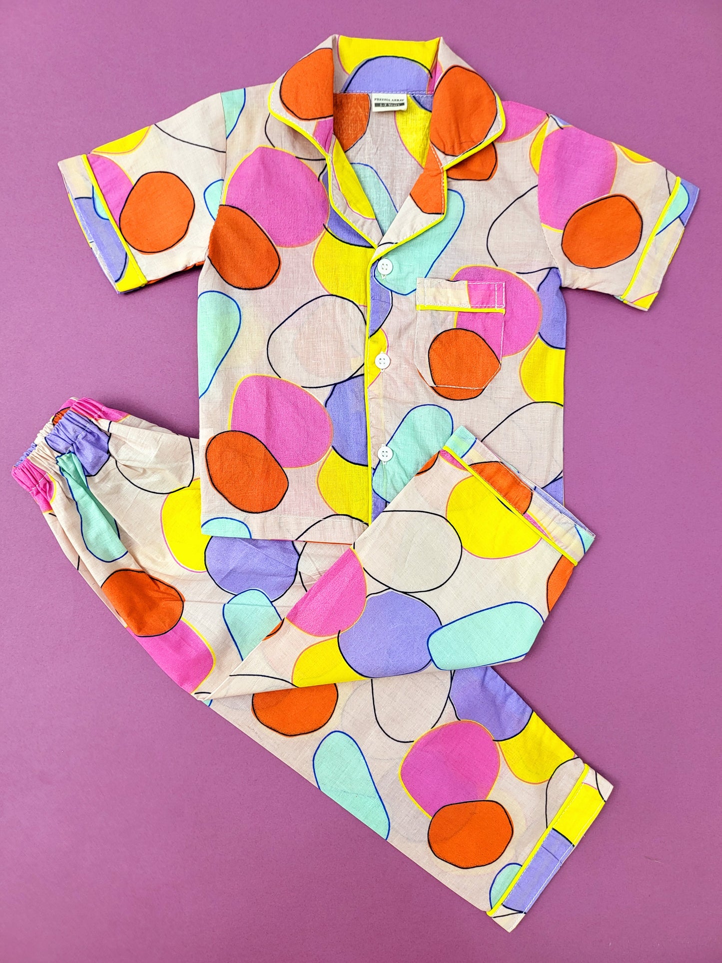 Playful Pop Unisex Cotton Night Suit Set