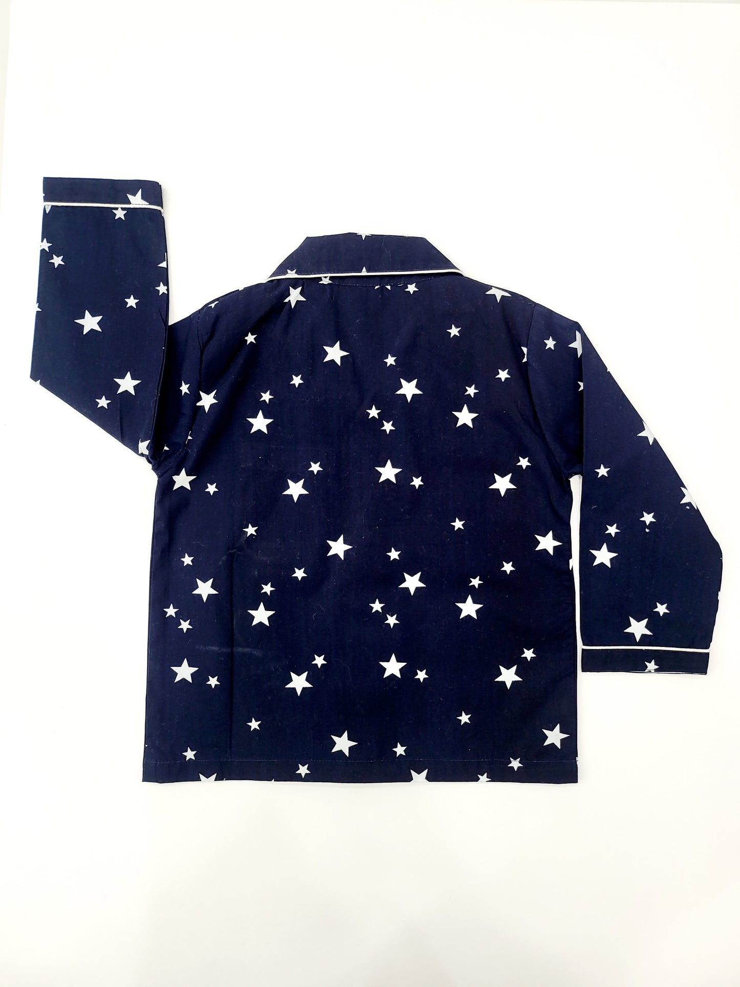 Blue full sleeve nightsuit for kids with a cartoon character sleeping in the sky, a fun and cozy sleepwear option for bedtime, made from soft and comfortable material