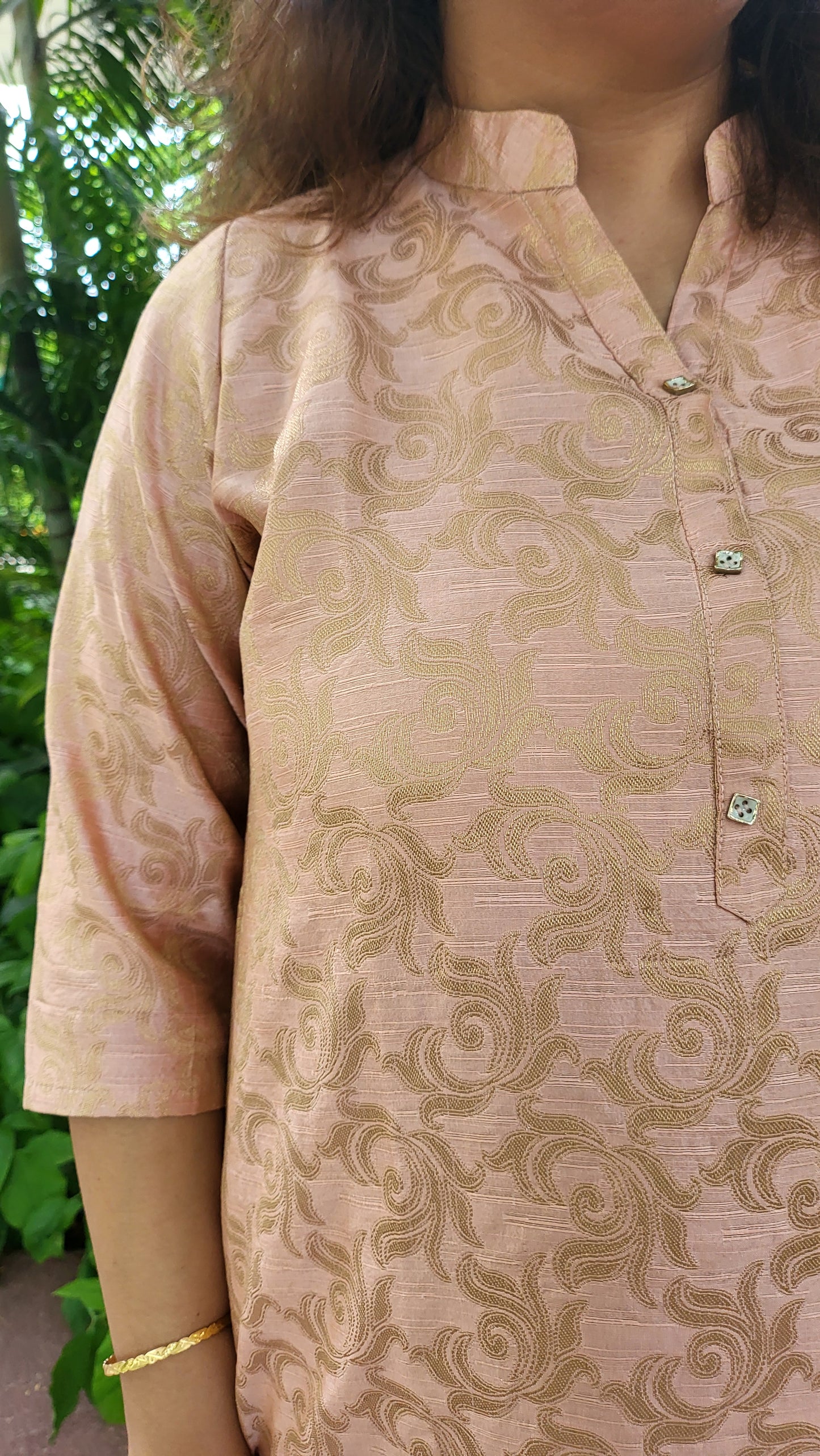 Peach Brocade Kurta