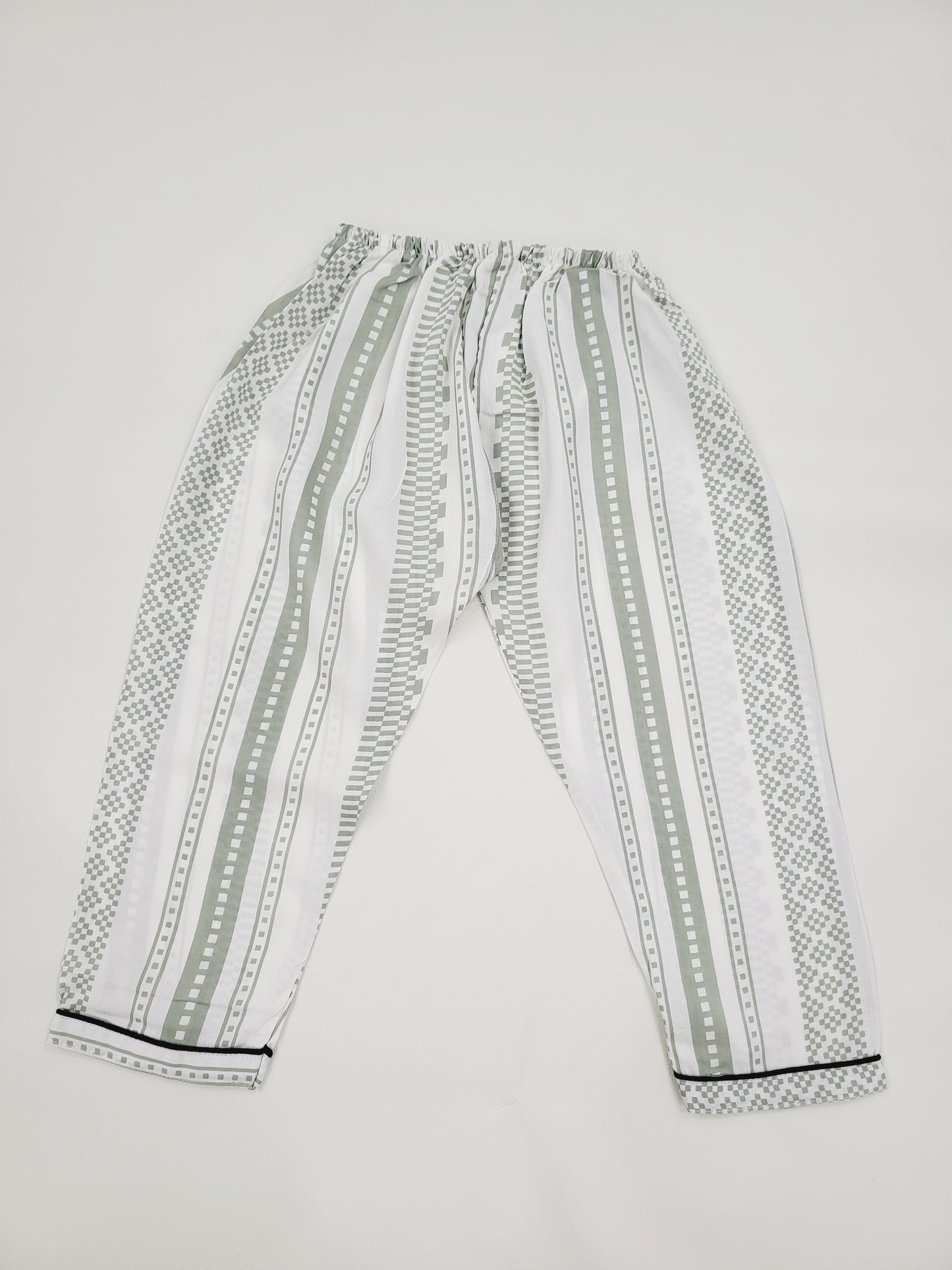 White full sleeve nightsuit with soft pastel mint color print, a great choice for kids who love soft and delicate designs