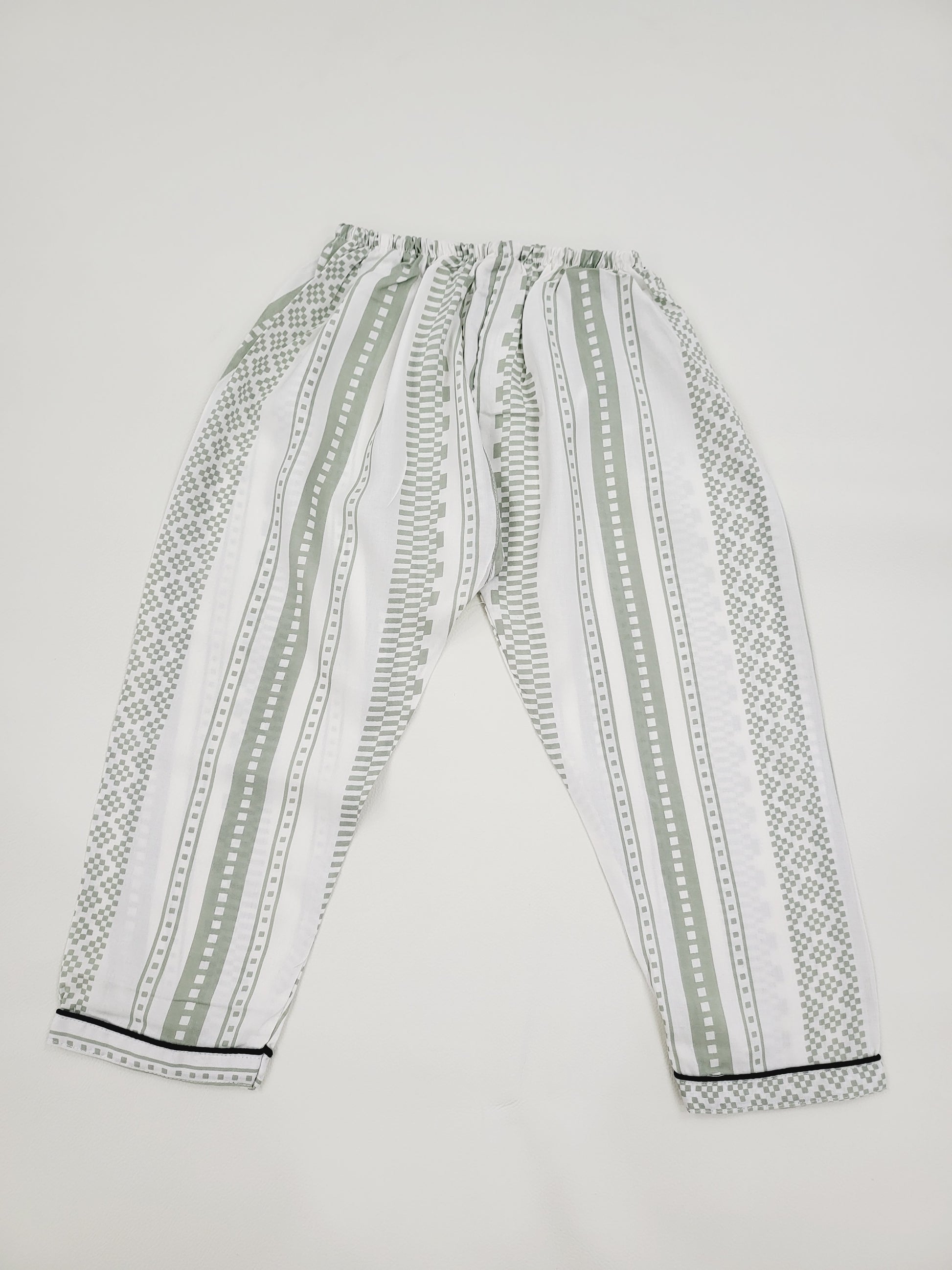 White full sleeve nightsuit with soft pastel mint color print, a great choice for kids who love soft and delicate designs