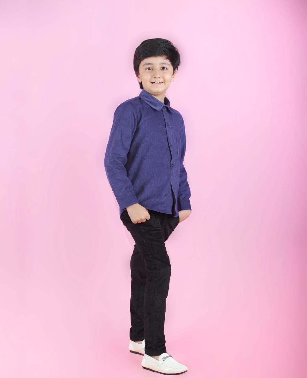 Blue Corduroy Shirt for Boys - Main Image