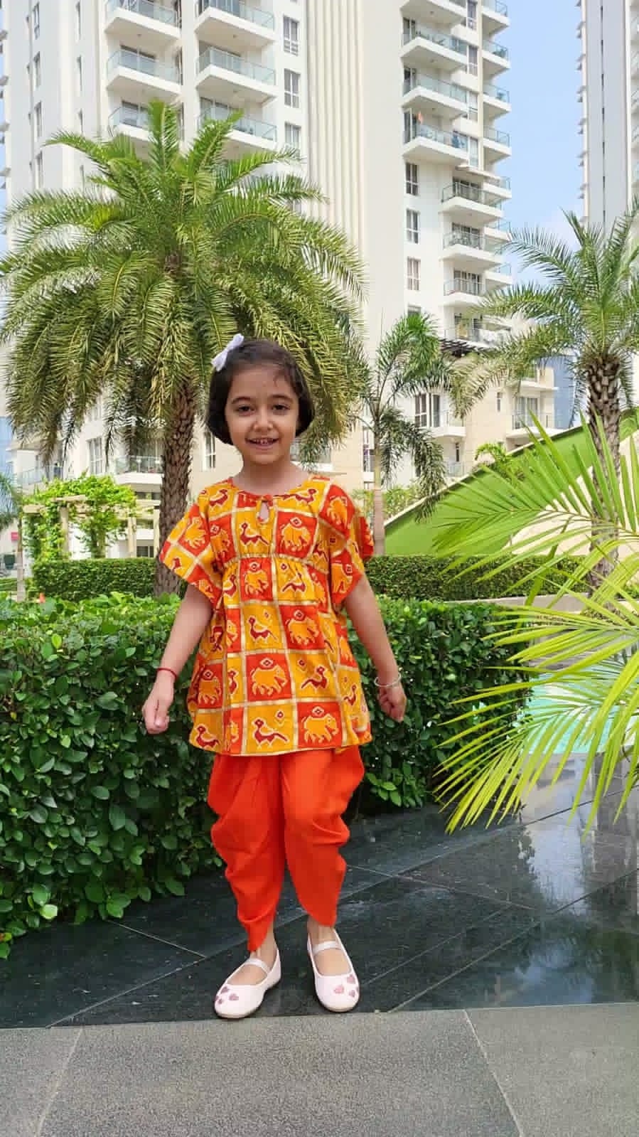 Shop best quality clothing Freesia Array Orange Dhoti Kaftan Co-Ord set