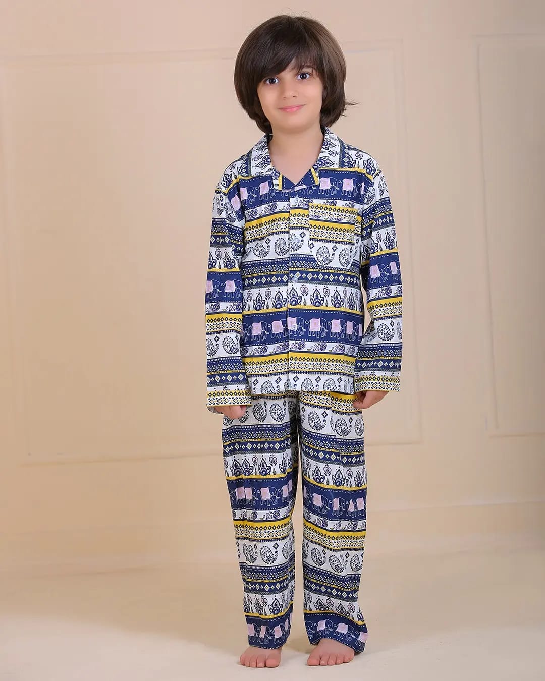 Buy shop online Freesia array Unisex Elephant Print Night Suit Set for boys and girls