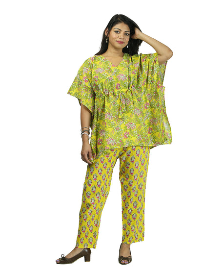 Sunshine Petals Women Kaftan Pant Set