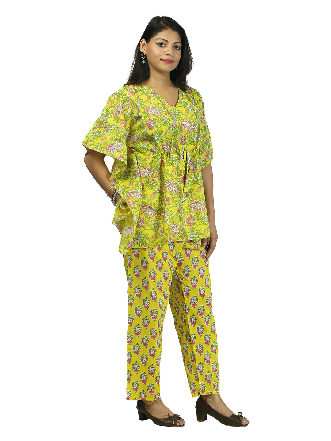 Sunshine Petals Women Kaftan Pant Set