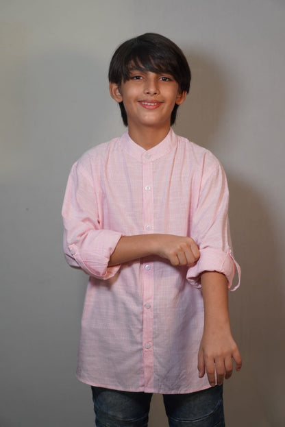 Dapper Pink Stripes Shirt for Boys