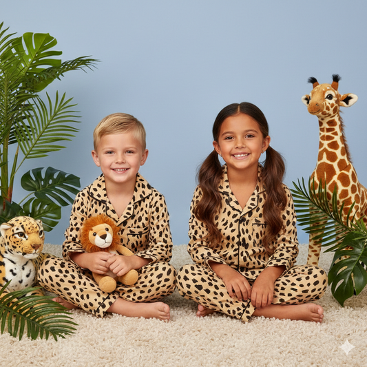 Pure Cotton Brown Leopard Print Unisex Nightsuit Set