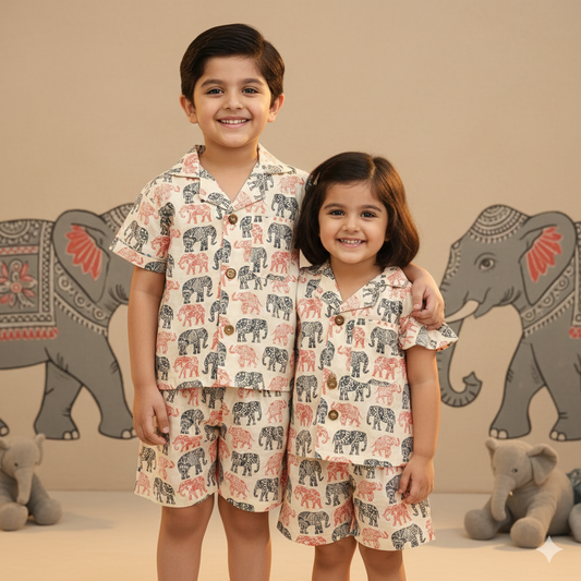 Mirrored majesty Unisex Shorts Nightsuit Set