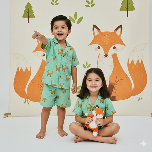 Fox Trot Unisex Shorts Nightsuit Set