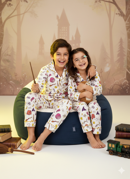 Pure Cotton Starry Spells Printed Unisex Nightsuit Set