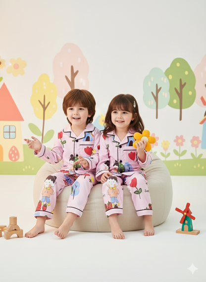 Pink Blossom Kids Unisex Nightsuit Set
