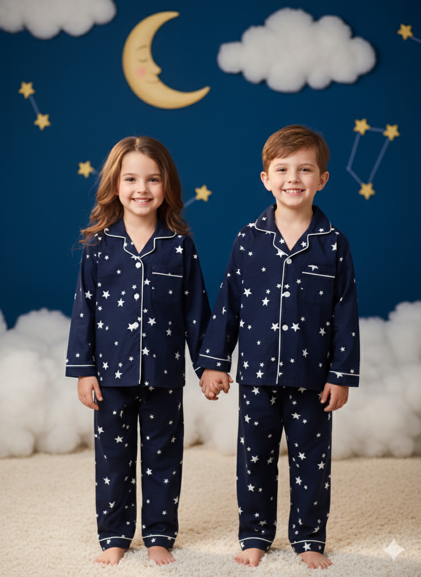 Pure Cotton Sky Gazer Printed Unisex Nightsuit Set