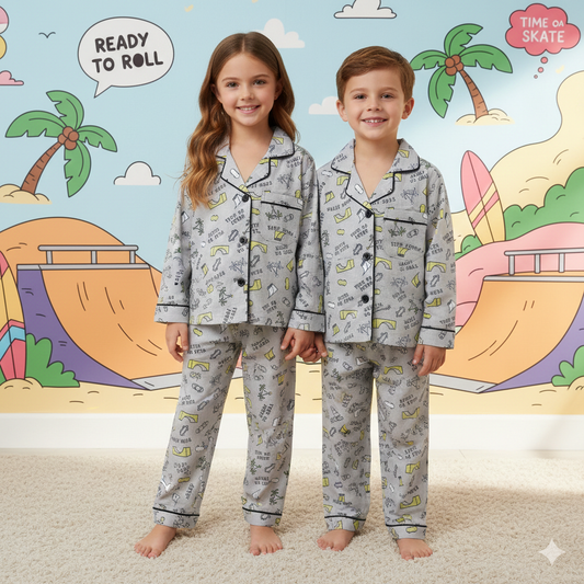 Urban Grey Skater Unisex Night Suit Set