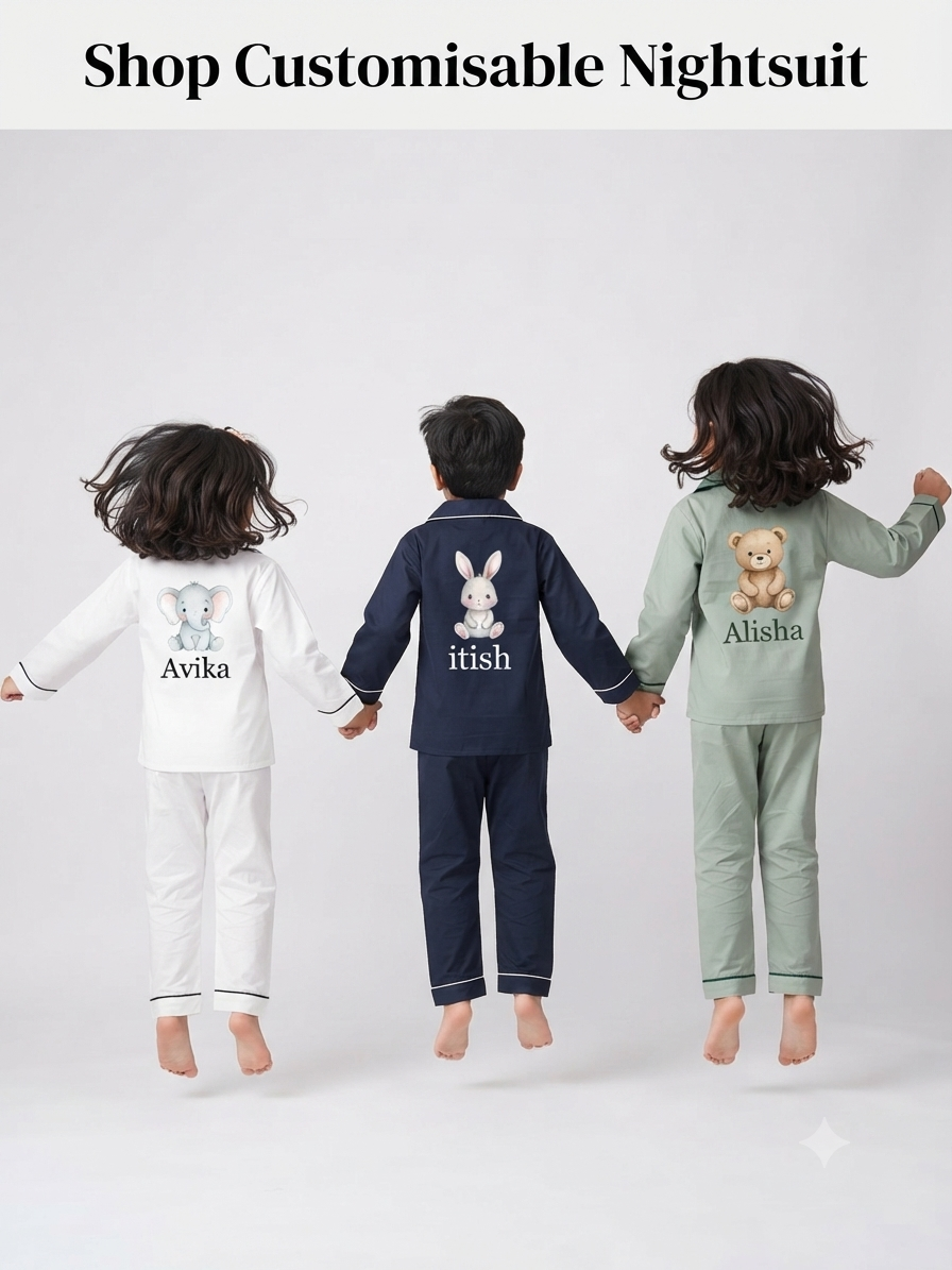 Customisable nightsuits for kid with choice of prints