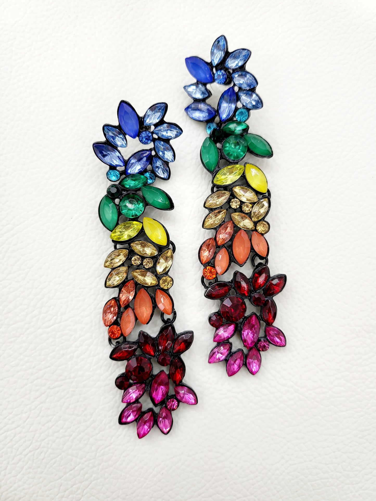 Multi color Rhine Stone embellished Drop Earings