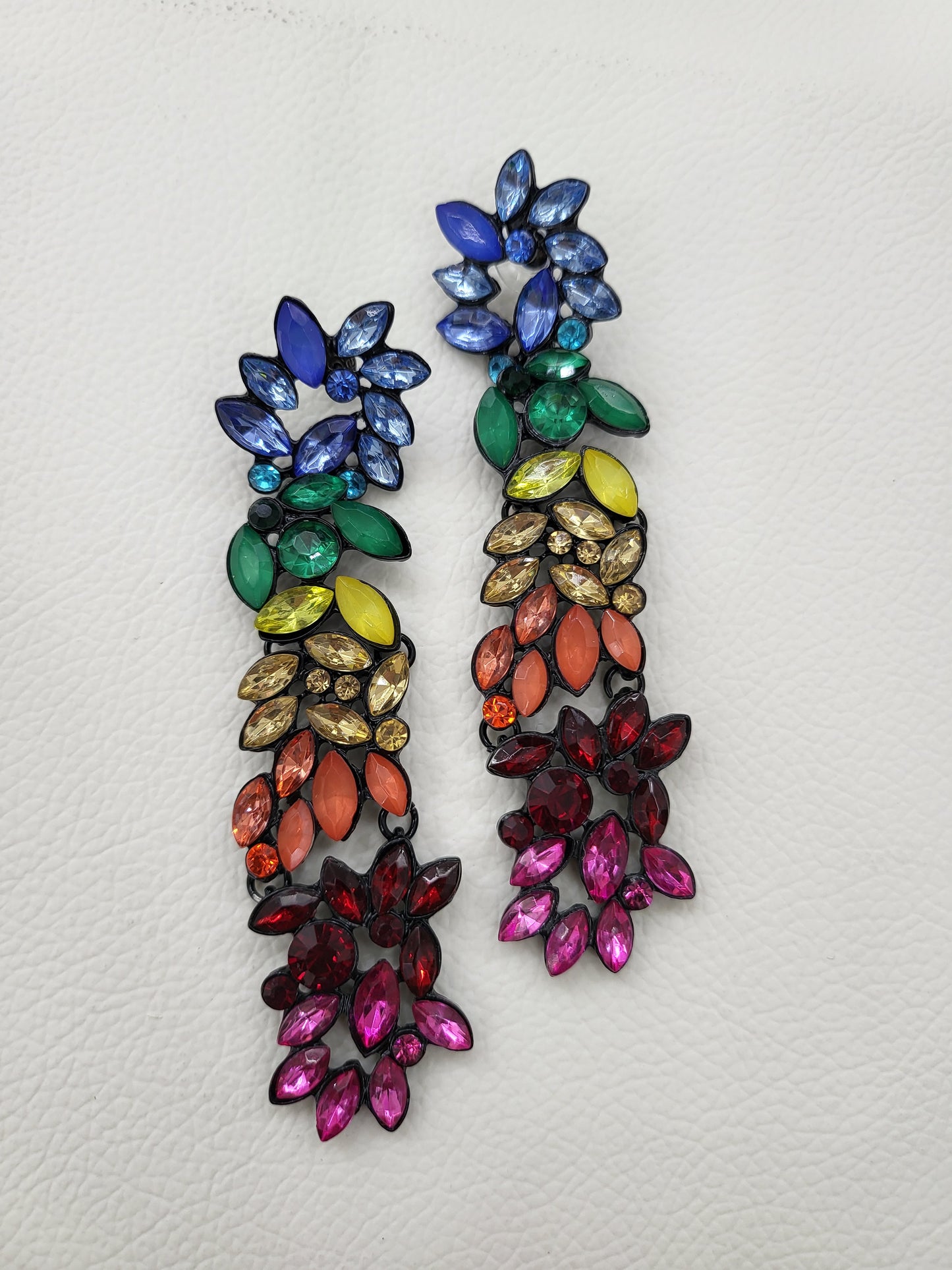 Multi color Rhine Stone embellished Drop Earings