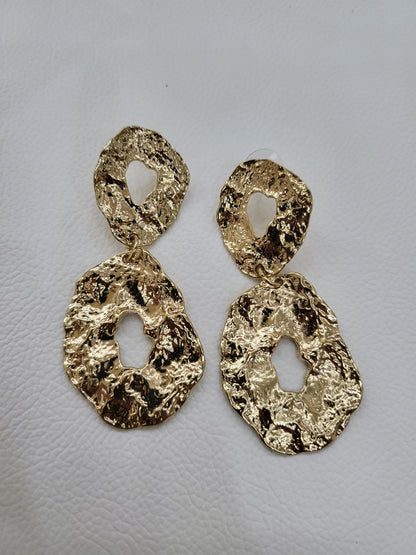 Double Drop Oval Gold Earings