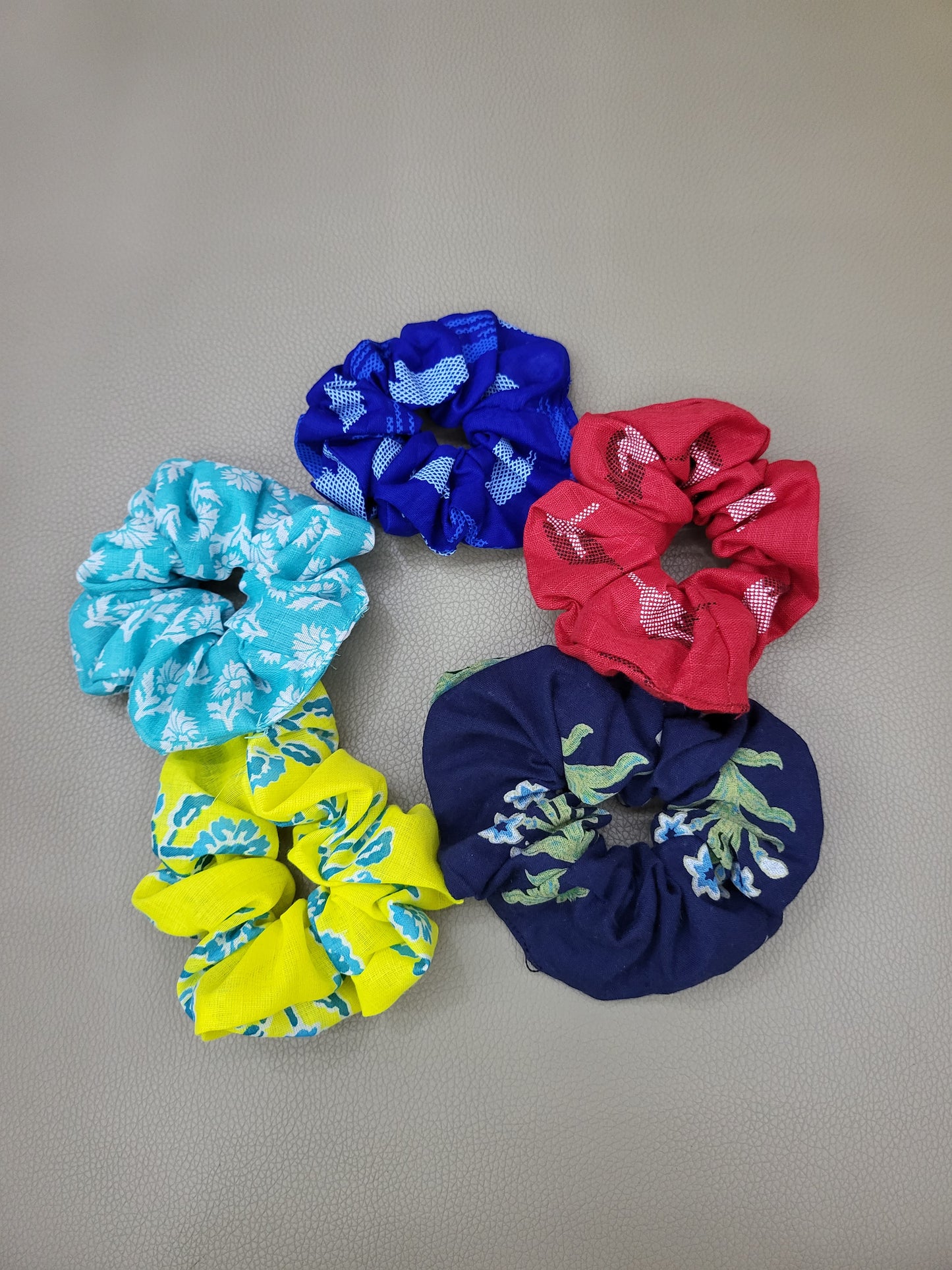 red blue yellow scrunchy set for gifting