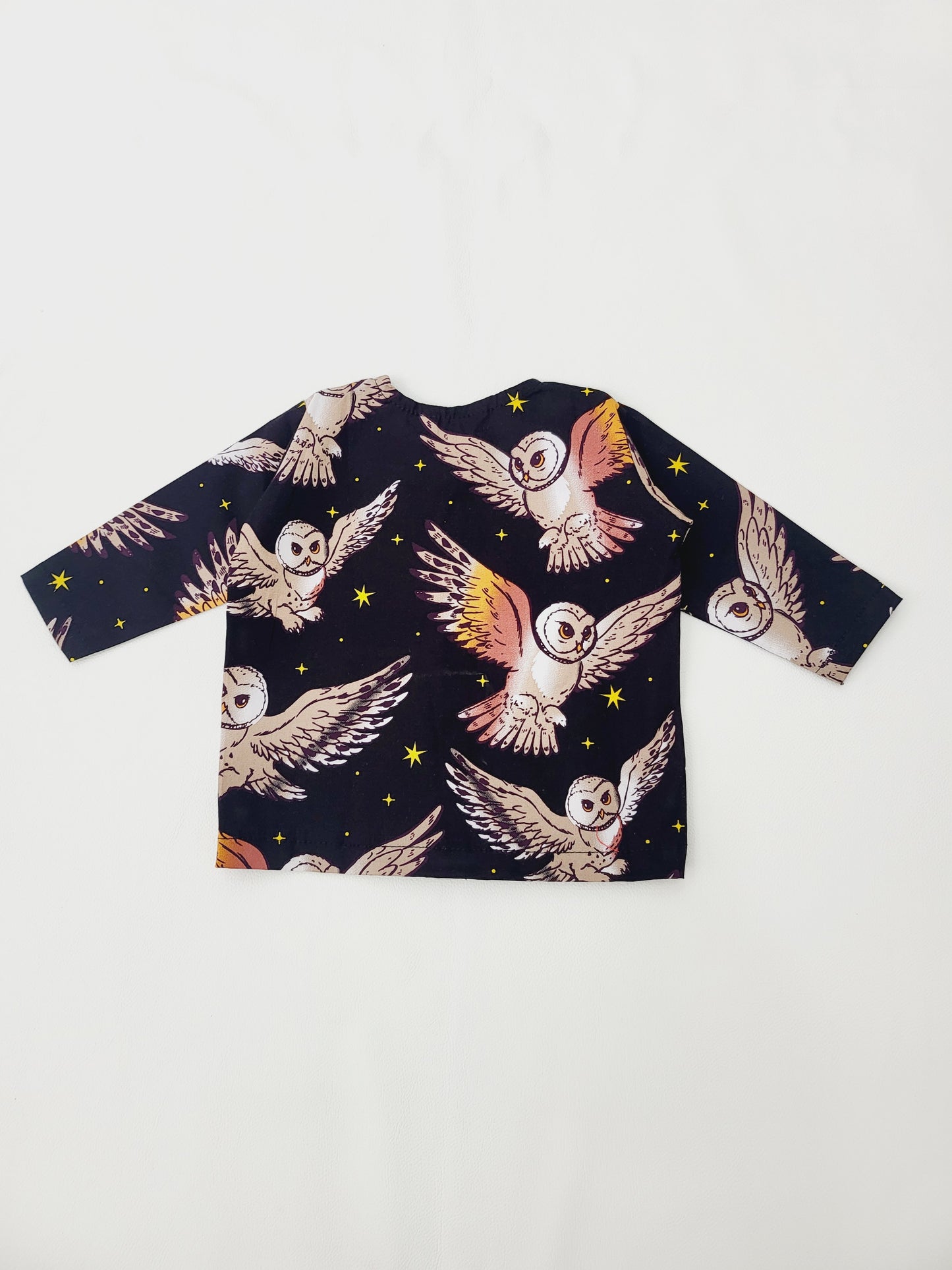 Owl Print Black Cotton Unisex Infant Set