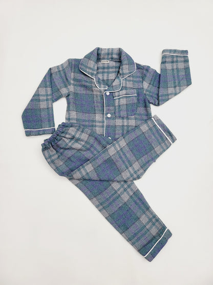 Ocean Breeze Flannel Winter Nightsuit Set for Kids