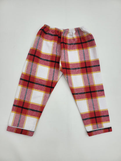 Red and White Checkered Flannel Winter Unisex Kids Nightsuit Set