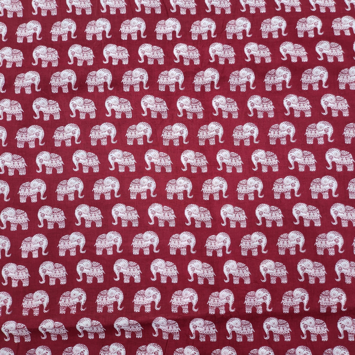 Red and white Elephant Print Cotton Fabric