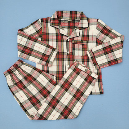 Red and Black Checkered Kids Flannel Winter Unisex Nightsuit Set