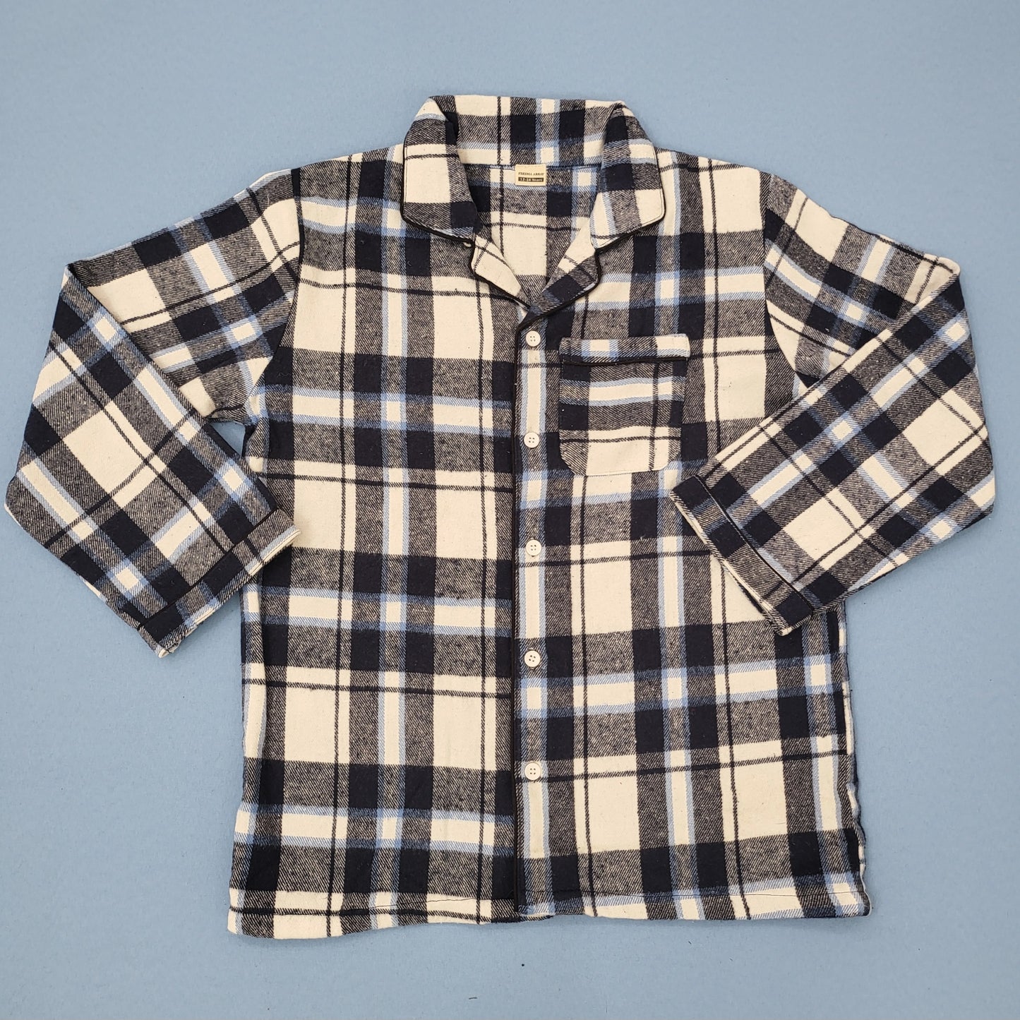 Blue and Black Checkered Kids Flannel Winter Unisex Nightsuit Set